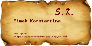 Simek Konstantina névjegykártya